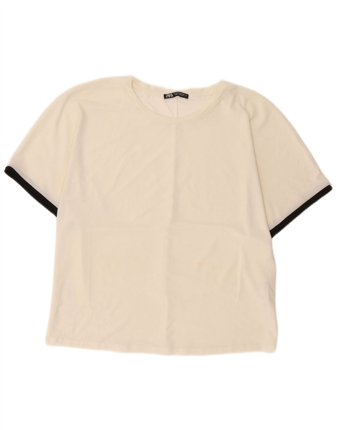 Zara Γυναικείο T-Shirt Top UK 14 Medium Off White Polyester