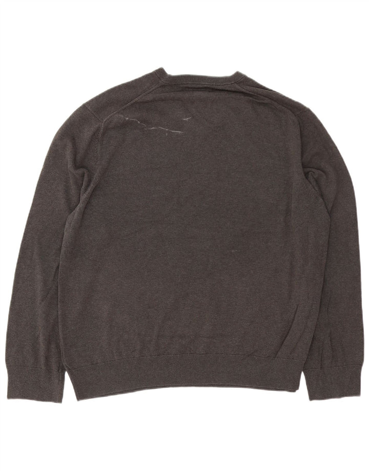 MARKS & SPENCER Ανδρικό πουλόβερ με λαιμόκοψη 2XL γκρι βαμβακερό