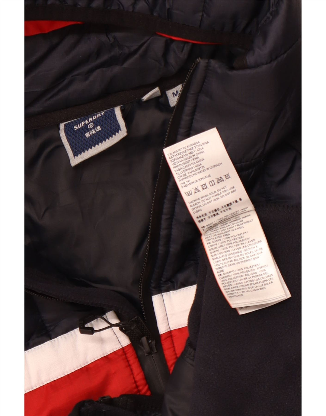 Ανδρικό μπουφάν SUPERDRY με κουκούλα UK 38 Medium Navy Blue Colorblock