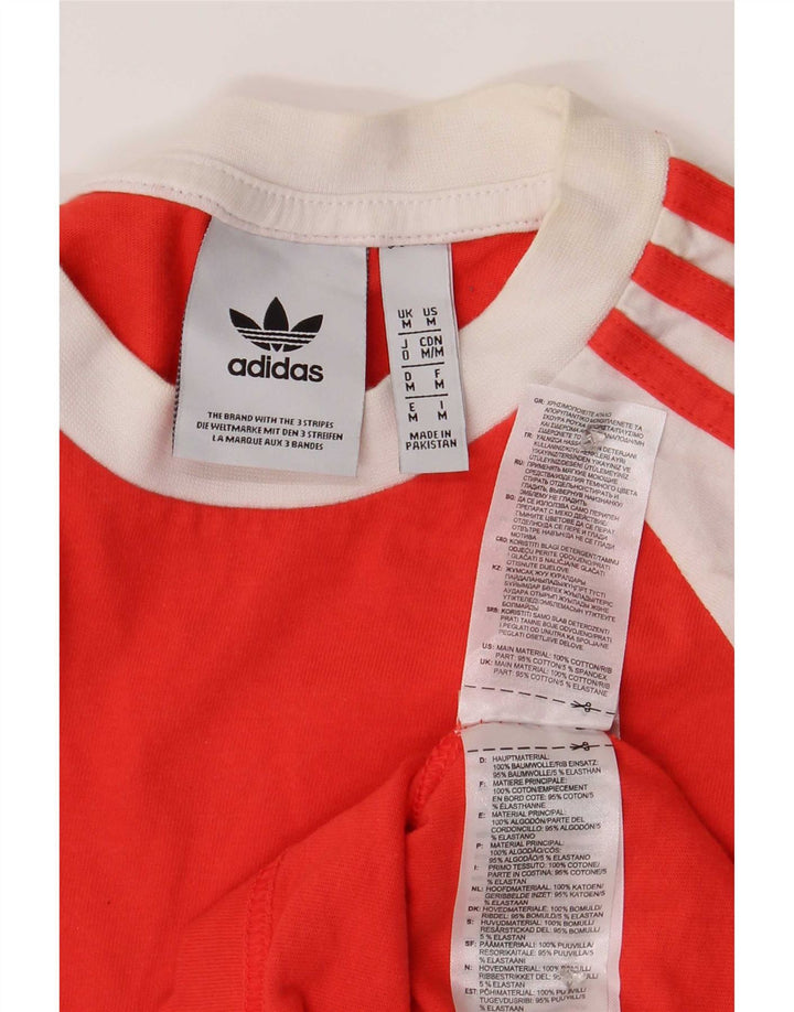 Ανδρικό τοπ Adidas με μακρυμάνικο μεσαίο κόκκινο χρώμα, βαμβακερό