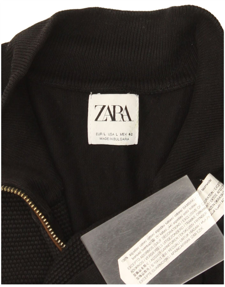 Ανδρικό πουλόβερ Zara Ζακέτα μεγάλο μαύρο βαμβακερό