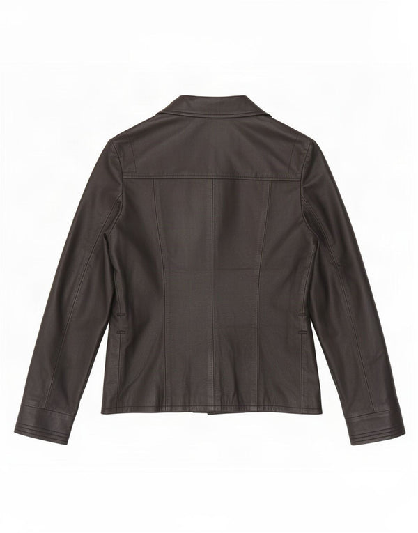 Settore Γυναικείο δερμάτινο σακάκι 3 κουμπιών UK 12 Medium Black