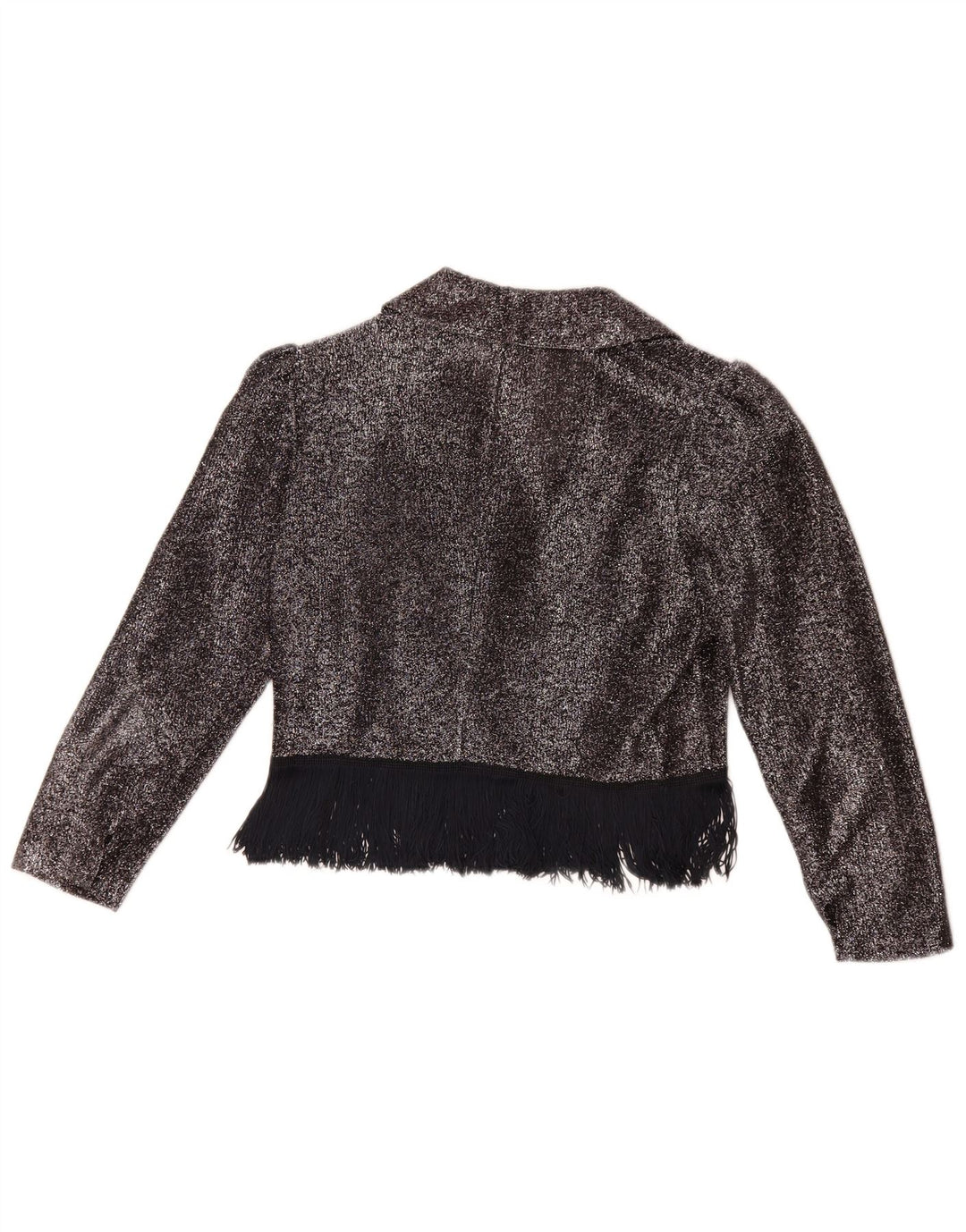 Vintage Γυναικείο πουκάμισο Crop Μπλούζα UK 14 Medium Silver