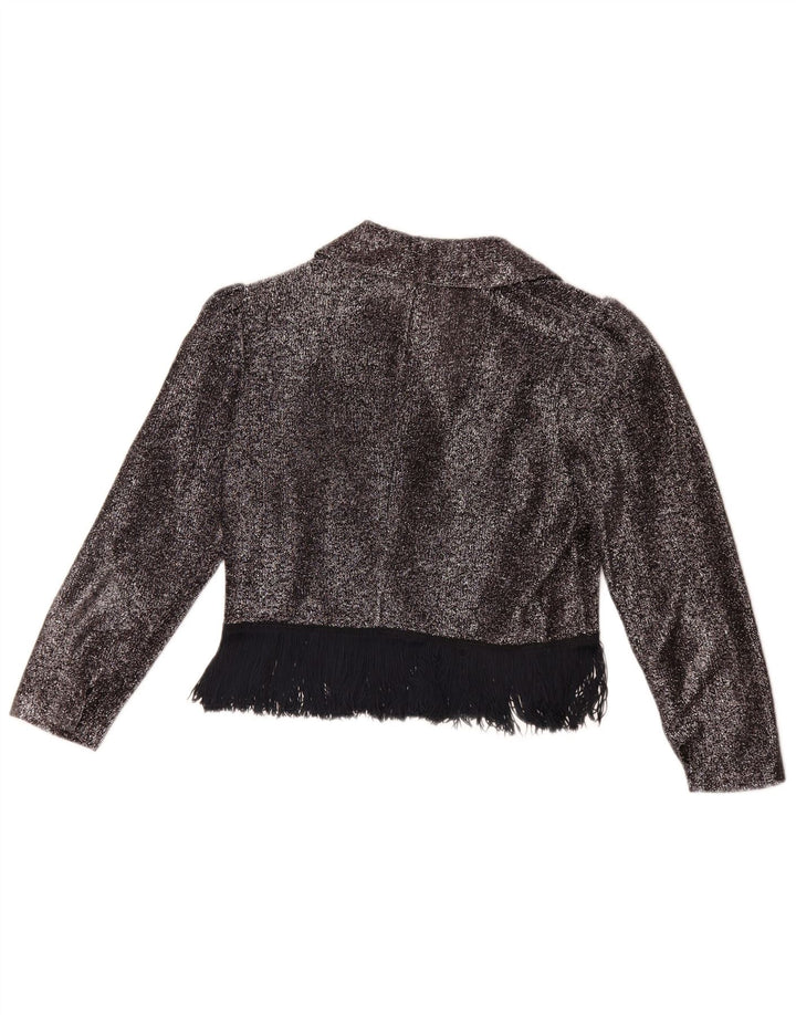 Vintage Γυναικείο πουκάμισο Crop Μπλούζα UK 14 Medium Silver