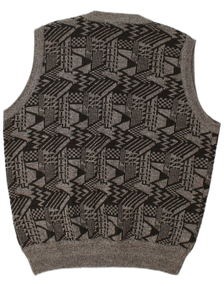 Vintage ανδρικό γιλέκο Tank Top 2XL Γκρι γεωμετρικό μαλλί