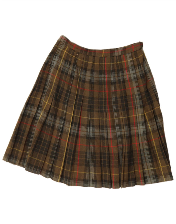 VINTAGE Γυναικεία Wrap Φούστα W28 Μεσαίο Χακί Καρό