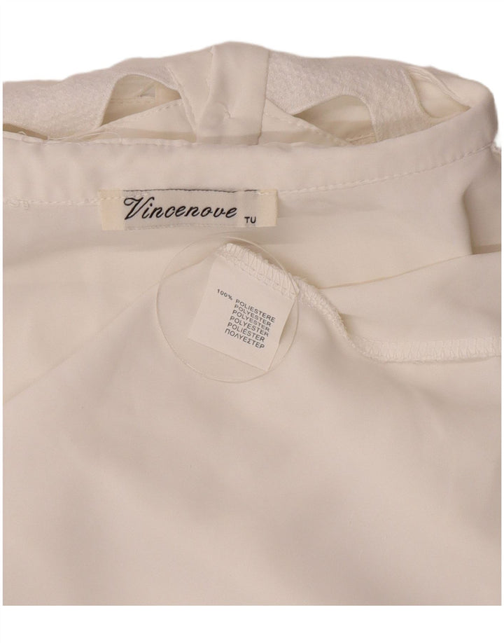 Vintage γυναικείο πουκάμισο μπλούζα UK 14 μεγάλο λευκό πολυεστέρα