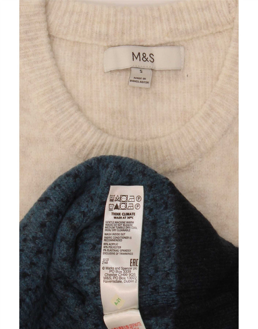 Marks & Spencer Ανδρικό πουλόβερ με λαιμόκοψη μικρό μπλε ναυτικό χρώμα