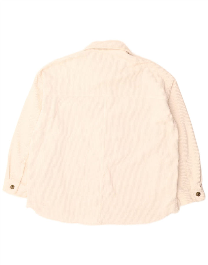 Zara Γυναικείο Κοτλέ Μπουφάν UK 10 Small White Βαμβακερό