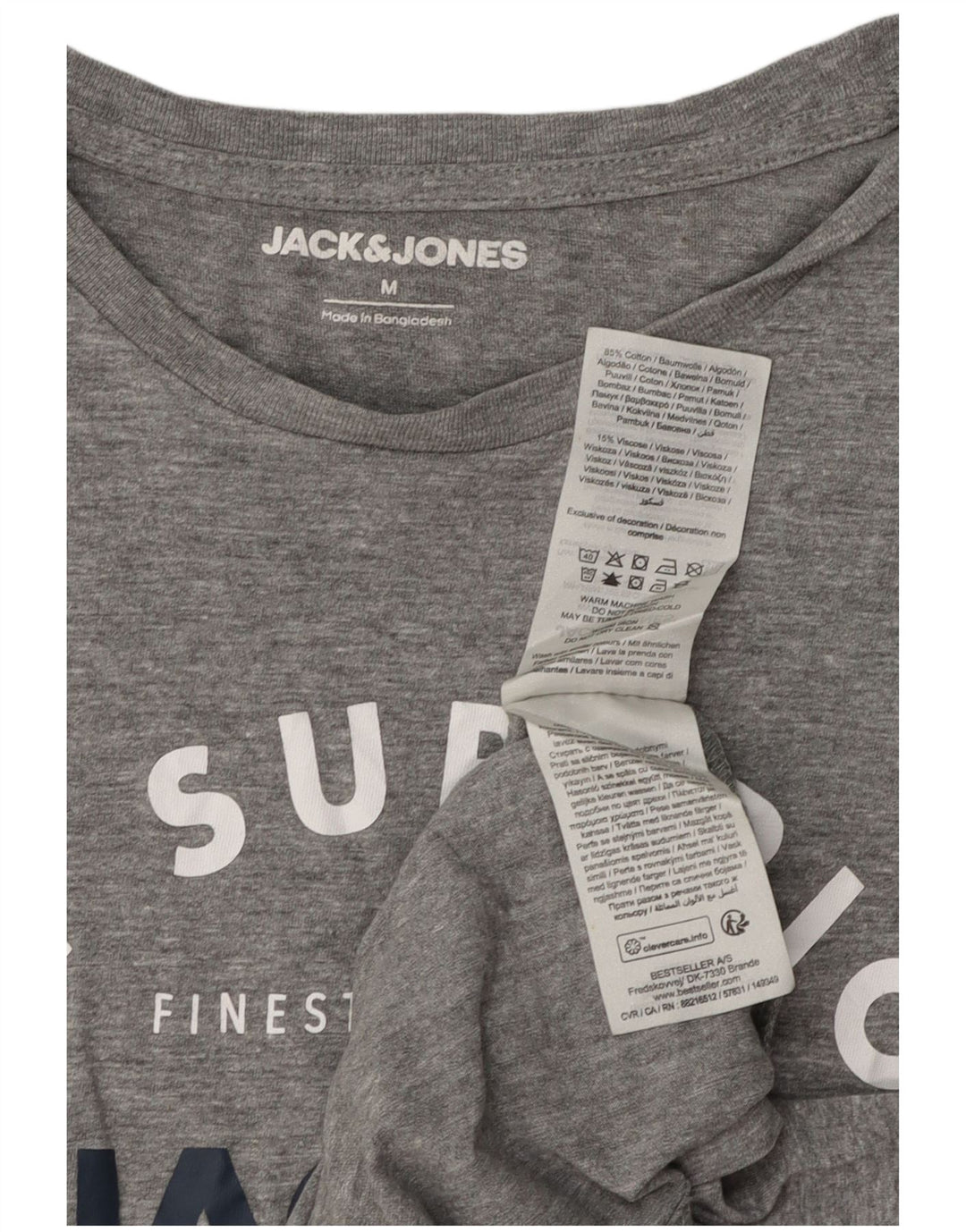 Ανδρικό γραφικό μπλουζάκι Jack & Jones, Βαμβακερό, μεσαίο γκρι