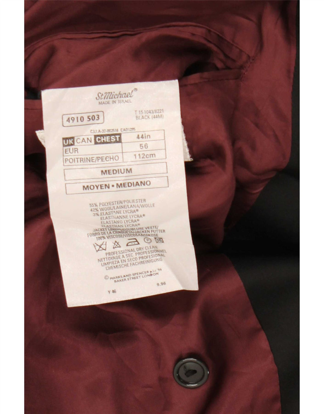 Marks & Spencer Ανδρικό σακάκι με διπλό στήθος UK 44 XL μαύρο πολυεστέρα