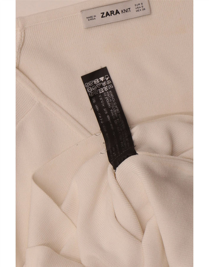 Zara Γυναικεία μακρυμάνικη μπλούζα με τυλιχτό τοπ UK 8 Μικρή λευκή βισκόζη