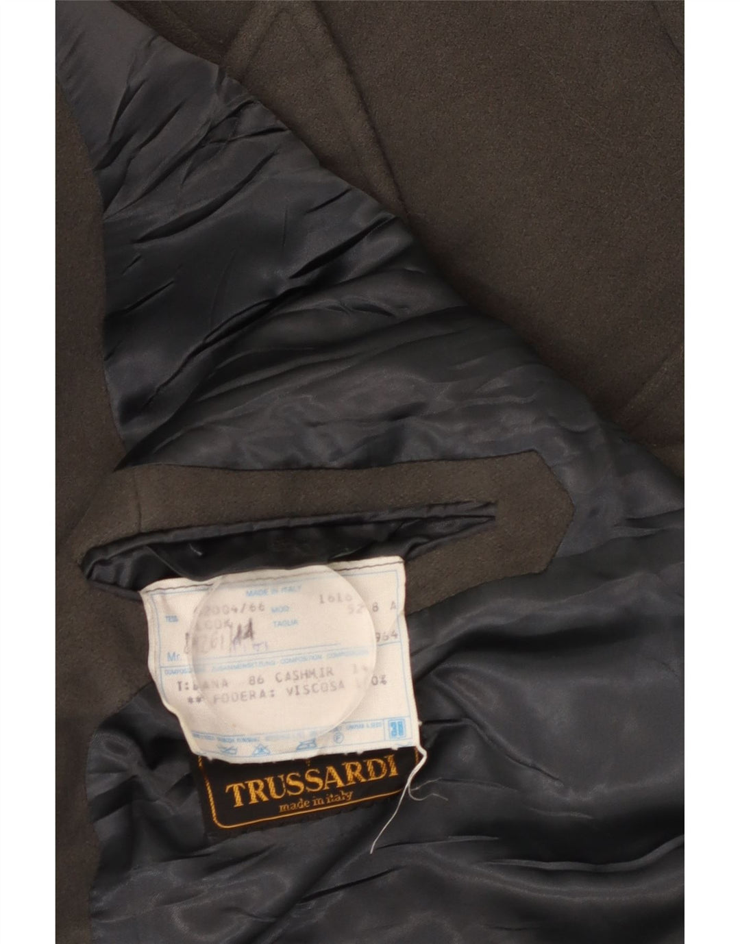 Trussardi Ανδρικό παλτό με διπλό στήθος IT 52 XL Μαλλί Χακί