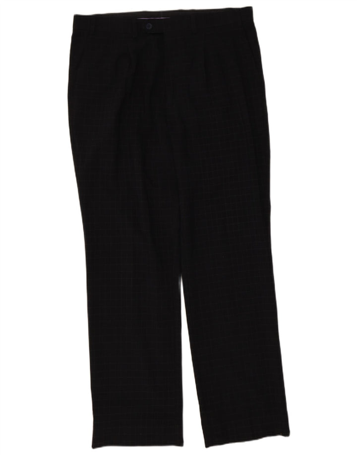 Marks & Spencer Ανδρικό Μπλε Harbour ίσιο παντελόνι W36 L31 Navy Check