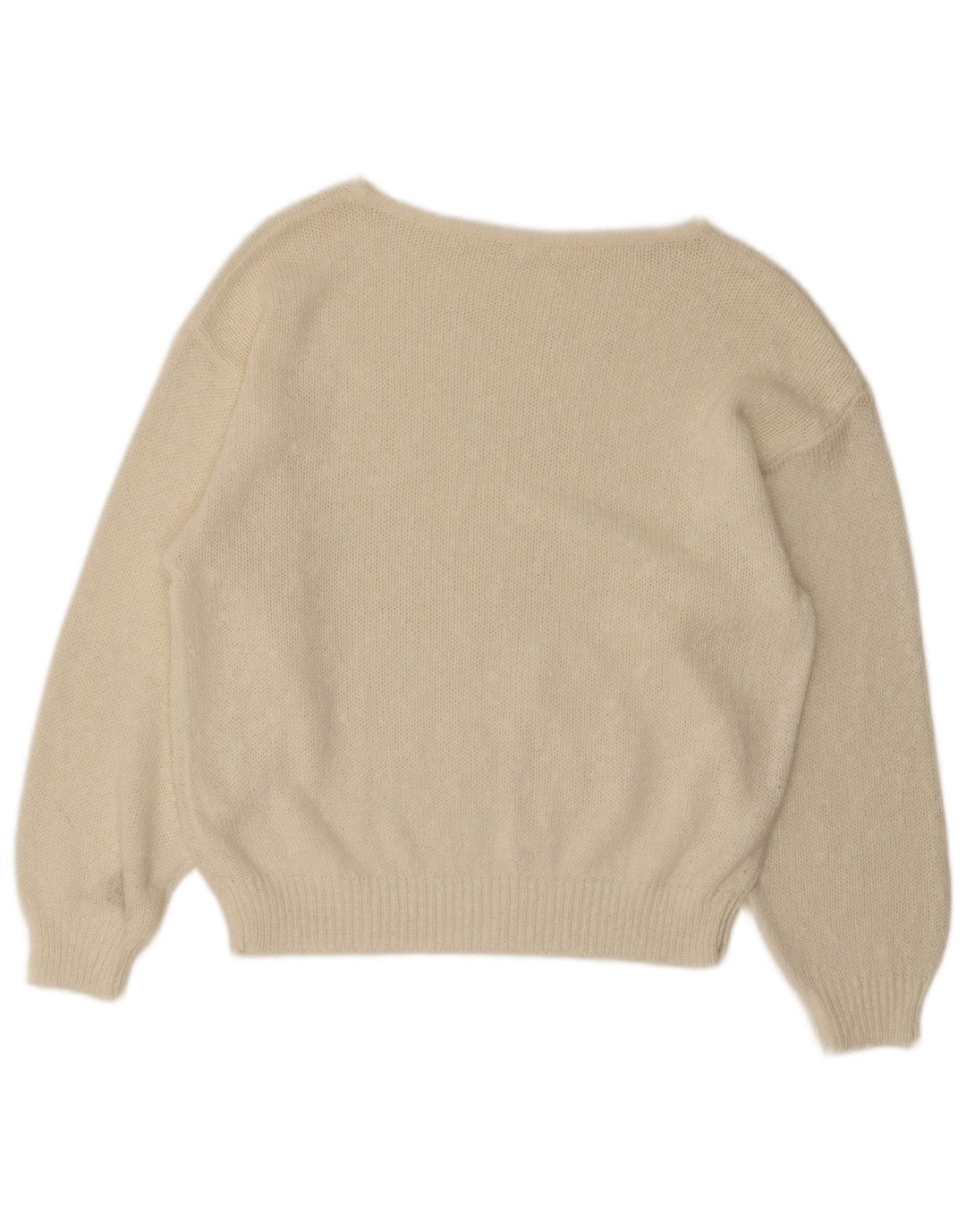 Vintage Γυναικείο Crop Graphic Boat Neck Jumper πουλόβερ EU 40 Medium White