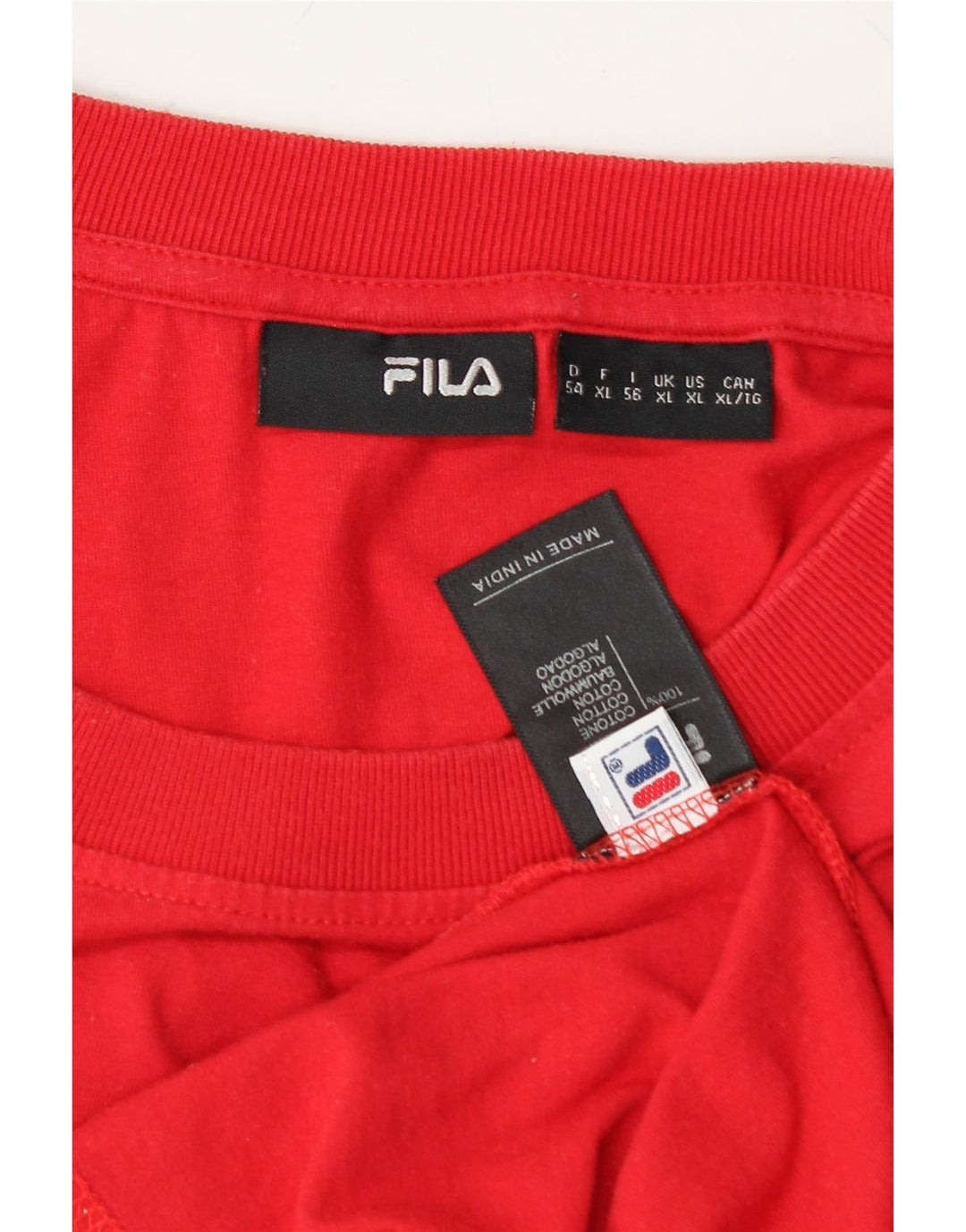 FILA Mens Graphic T-Shirt Top XL Red Cotton Vintage Fila and Second-Hand Fila from Messina Hembry 