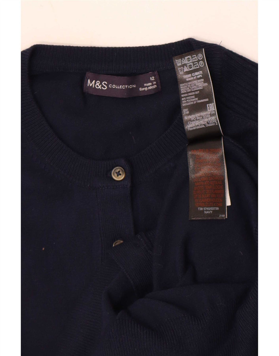 Marks & Spencer Γυναικεία ζακέτα πουλόβερ UK 12 Medium Navy Blue Viscose