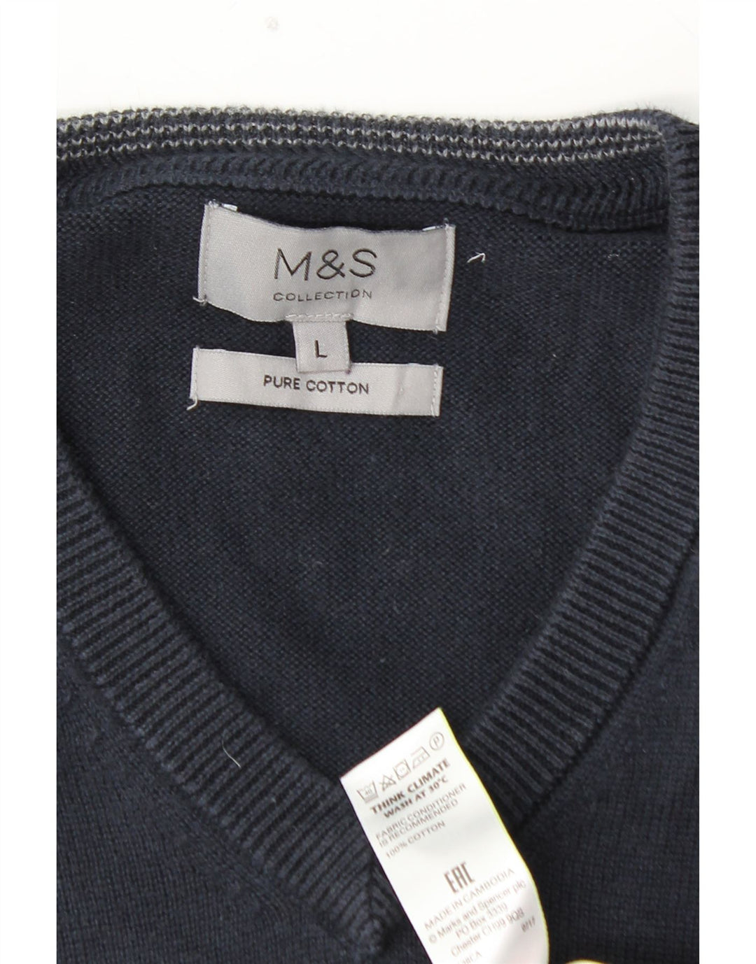 MARKS & SPENCER Ανδρικό γιλέκο Tank Top Large Navy Blue Cotton
