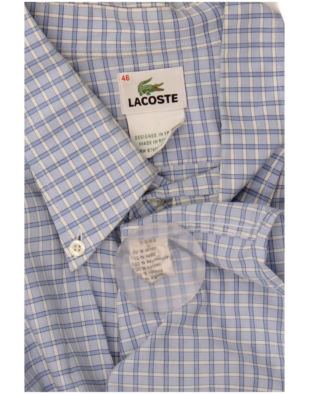 Ανδρικό πουκάμισο Lacoste 46 2XL Μπλε βαμβακερό Gingham