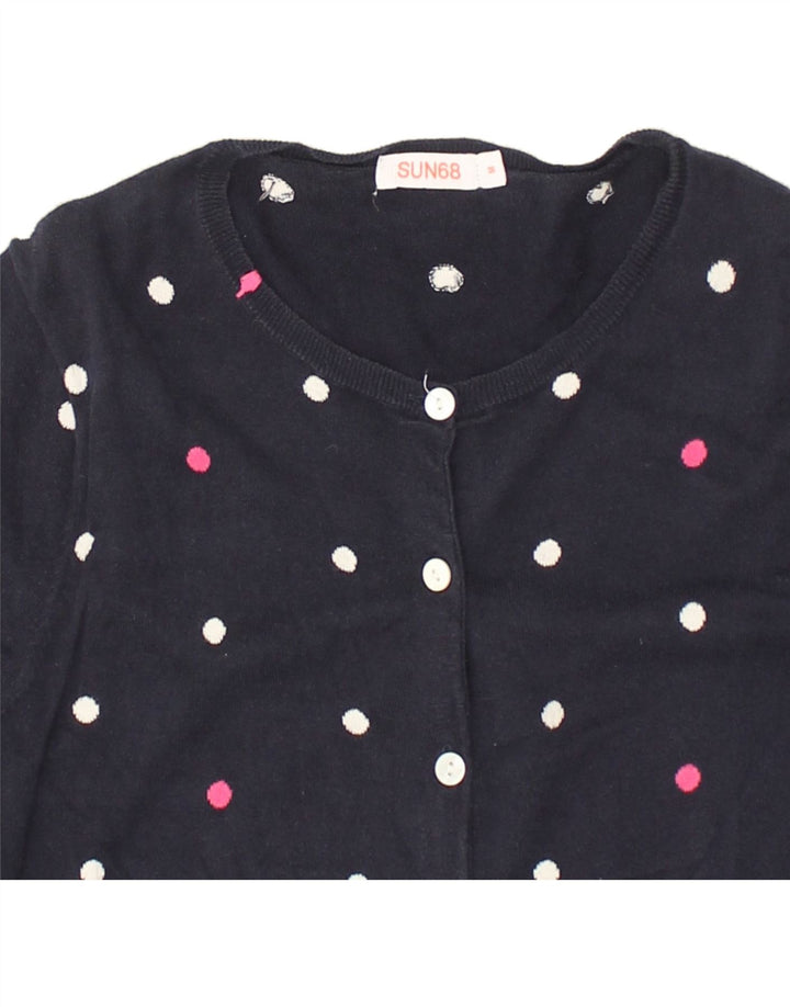 SUN68 Womens Cardigan Sweater UK 12 Medium Navy Blue Spotted Cotton | Vintage Sun68 | Thrift | Second-Hand Sun68 | Used Clothing | Messina Hembry 