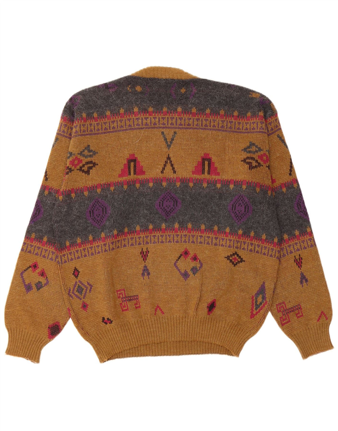 FRANK ALEXS Ανδρικό πουλόβερ με λαιμόκοψη IT 48 Μεσαίο καφέ γεωμετρικό