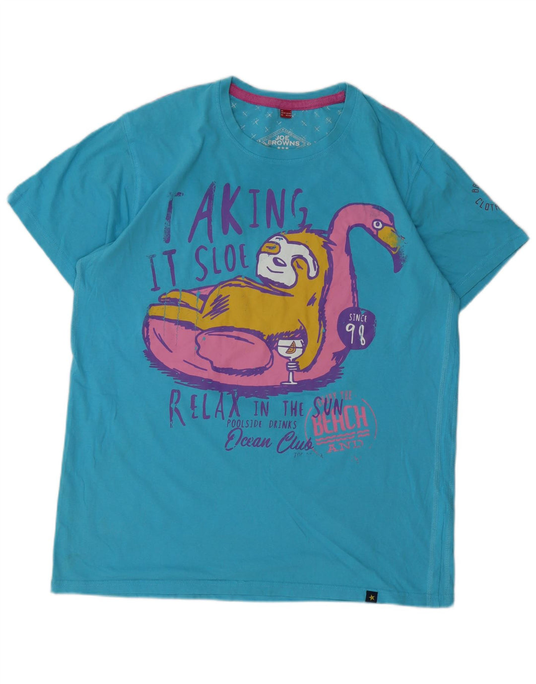 JOE BROWNS Ανδρικό γραφικό T-Shirt Top μεγάλο μπλε βαμβακερό