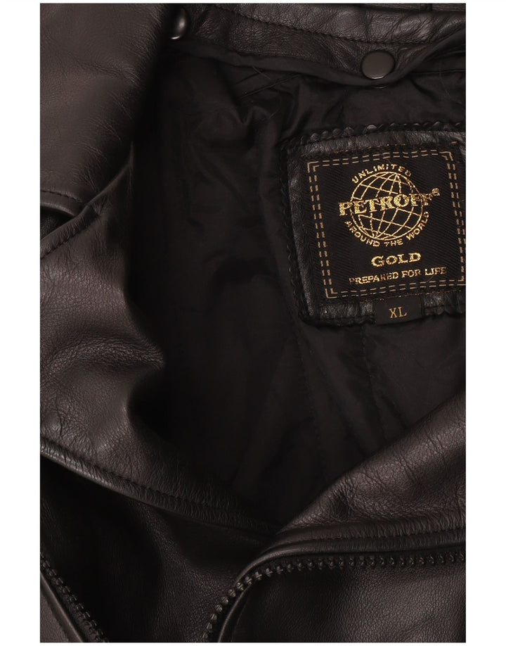 Ανδρικό γραφικό δερμάτινο μπουφάν Biker UK 42 XL Μαύρο