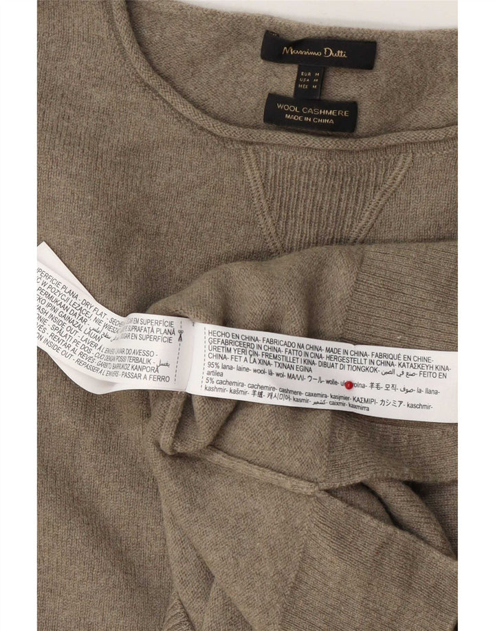 Massimo Dutti Γυναικείο πουλόβερ με λαιμόκοψη, 12 μεσαίο μαλλί χακί