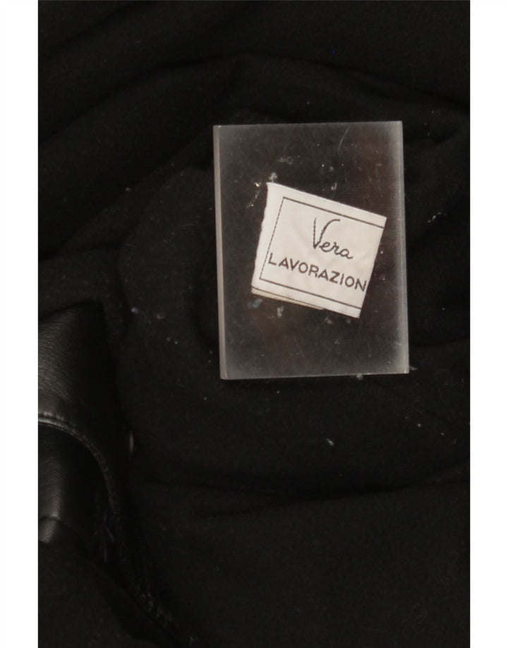 Vintage Γυναικείο Δερμάτινο Παλτό IT 42 Medium Black Leather