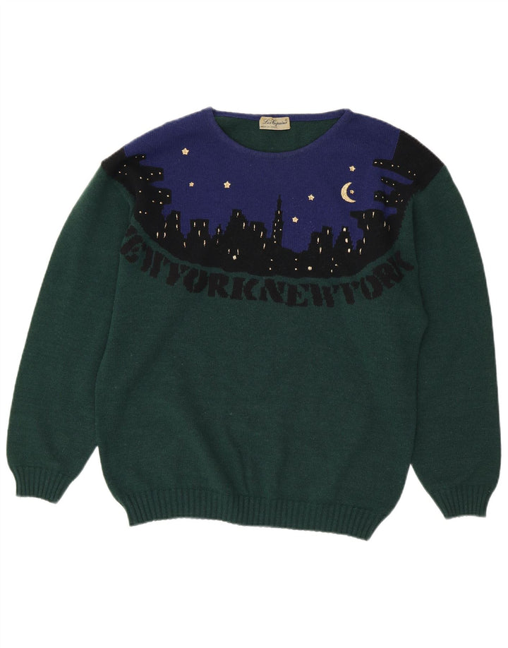 LES COPAINS Γυναικείο πουλόβερ με λαιμόκοψη UK 18 XL Πράσινο χρώμα