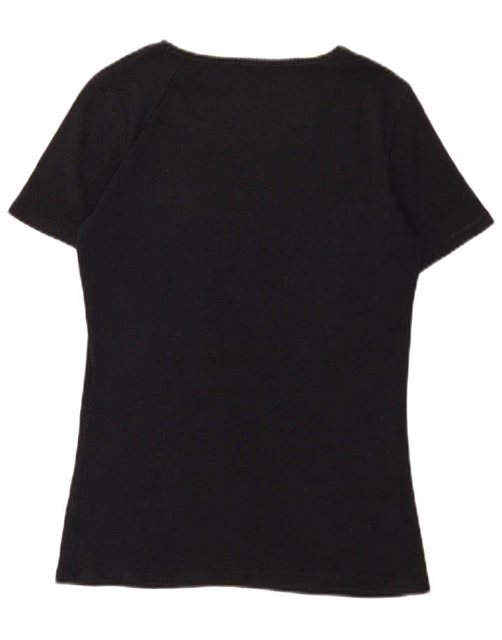 MAX & CO. Γυναικείο γραφικό T-Shirt Top UK 12 μεσαίο μαύρο βαμβακερό