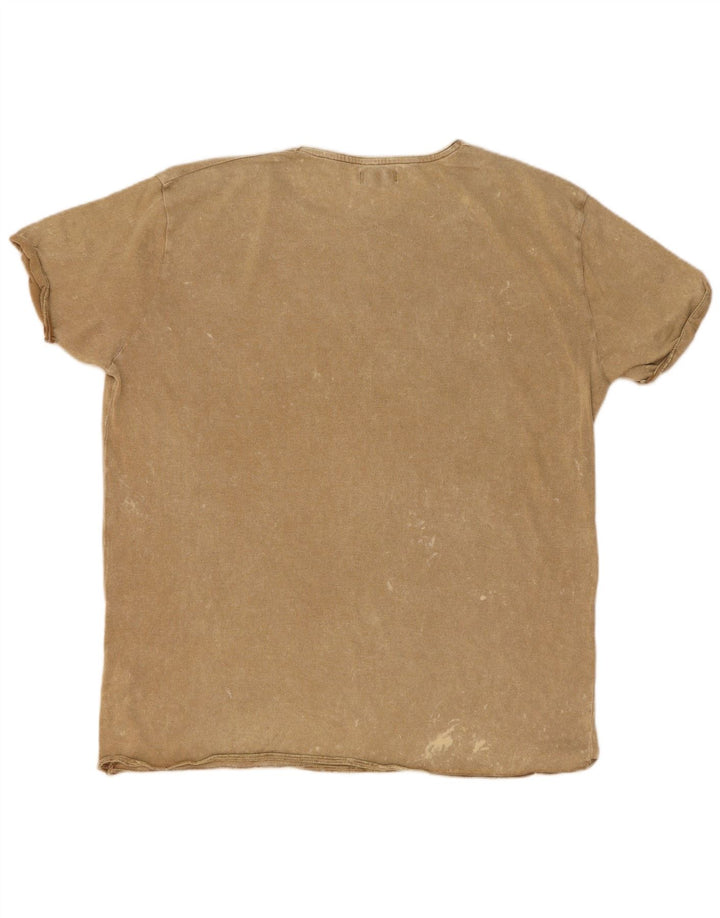 Zara Ανδρικό T-Shirt Top XL Beige Flecked Polyester