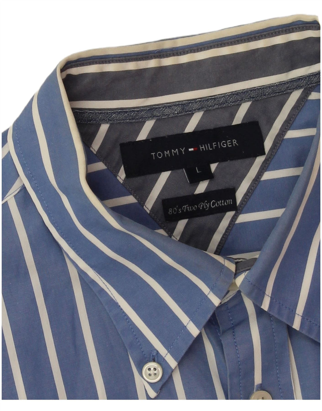 Ανδρικό πουκάμισο Tommy Hilfiger Large Blue ριγέ βαμβακερό