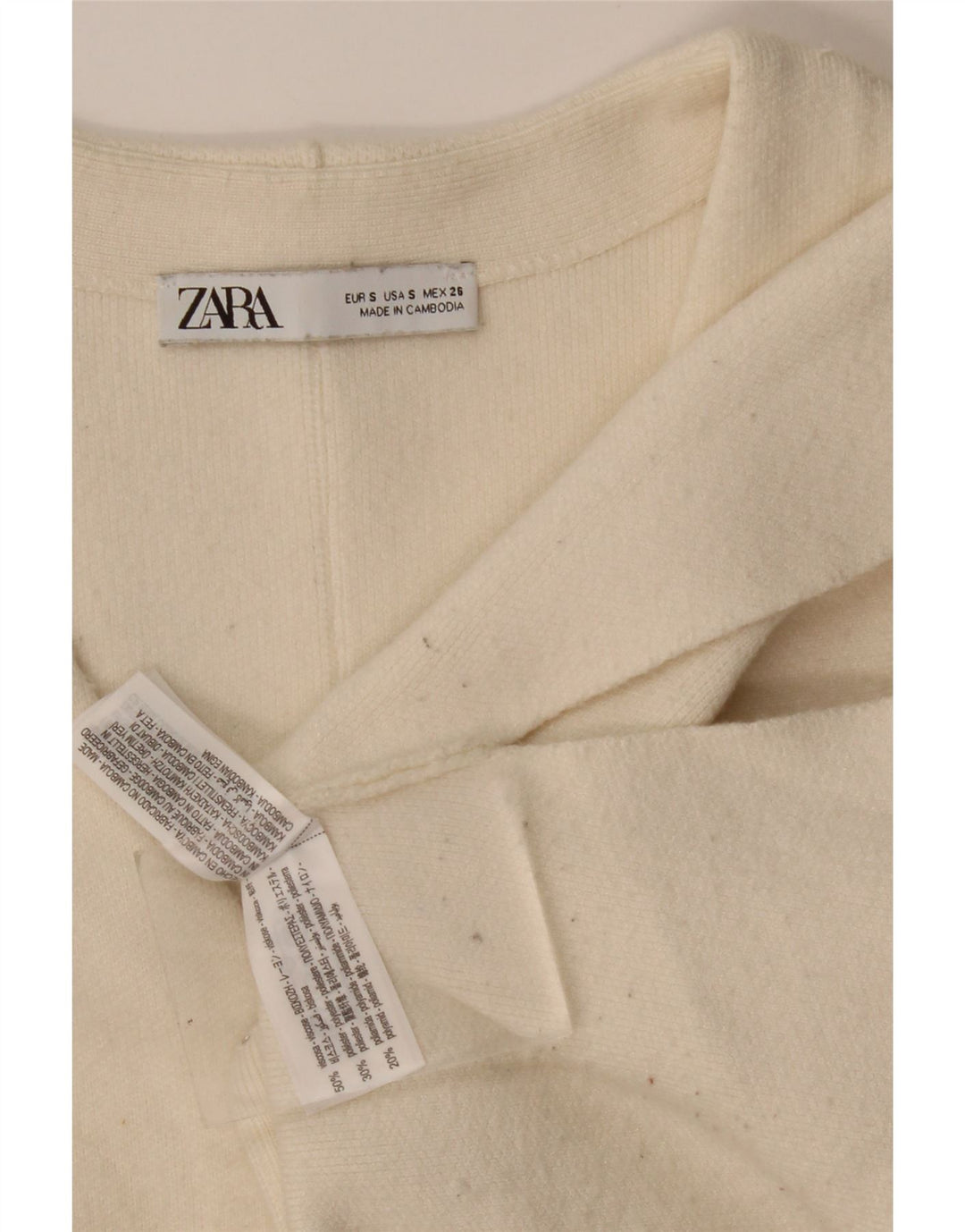 Zara Γυναικεία Ζακέτα UK 10 Small Beige Viscose