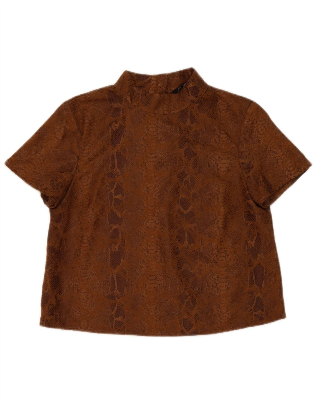 Zara Γυναικεία Μπλούζα Τοπ UK 14 Medium Brown Animal Print Polyester