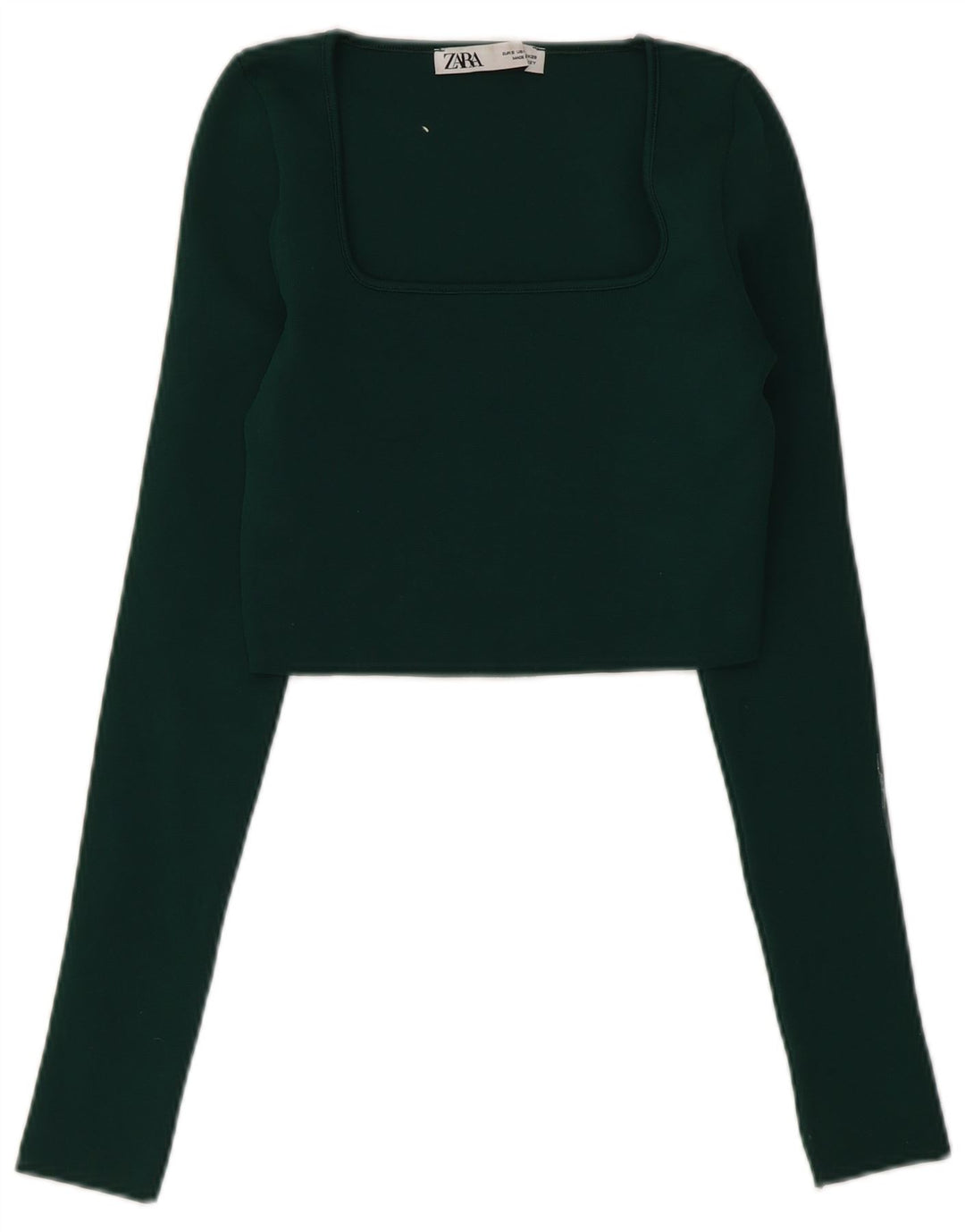 Zara Γυναικείο Crop Top Μακρύ μανίκι UK 8 Small Green Polyester