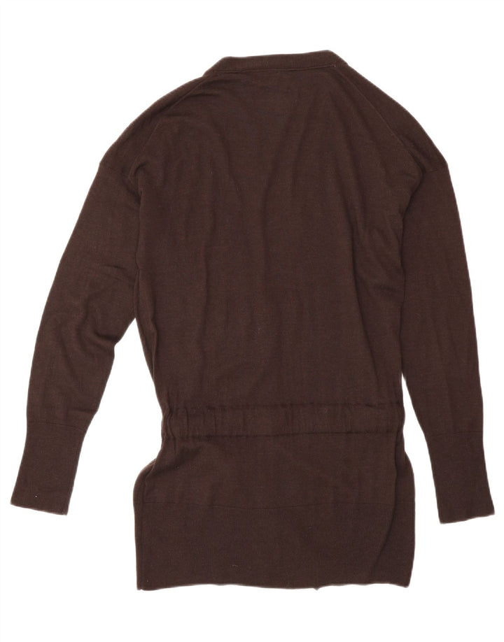 Massimo Dutti Γυναικείο πουλόβερ μακράς ζακέτας UK 14 μεγάλο καφέ μαλλί