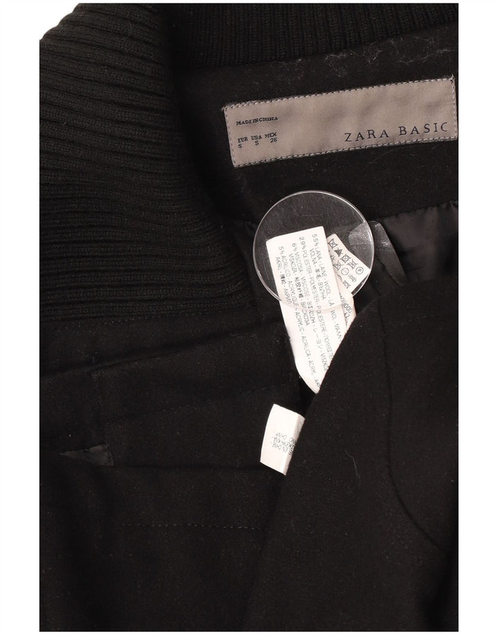 Zara Γυναικεία καμπαρντίνα UK 10 Small Black Wool