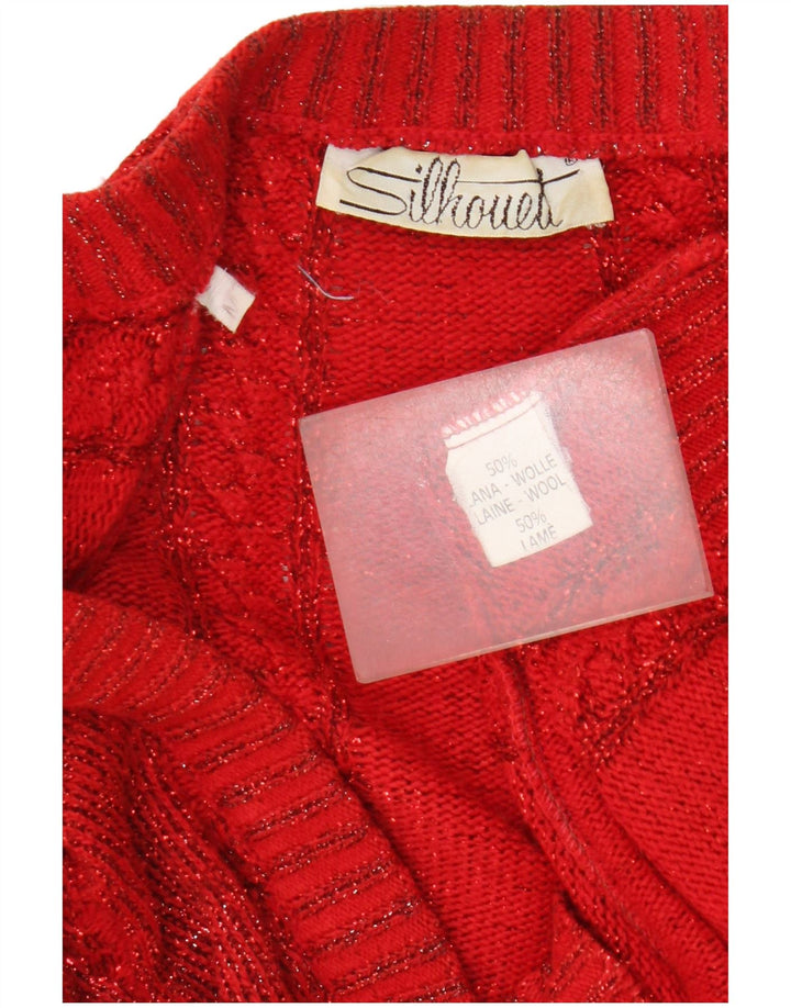 Γυναικείο πουλόβερ ζακέτας Silhouette Loose Fit UK 14 Μεσαίο κόκκινο μαλλί