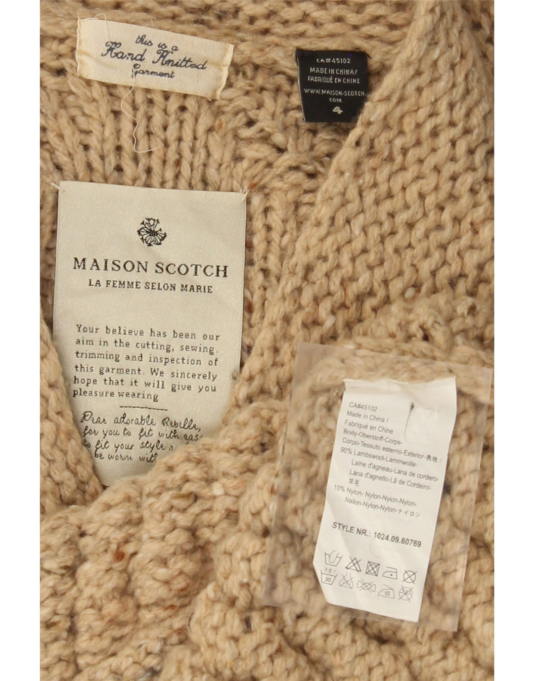 MAISON SCOTCH Γυναικεία πλεκτά από ζακέτα πουλόβερ US 4 Small Beige