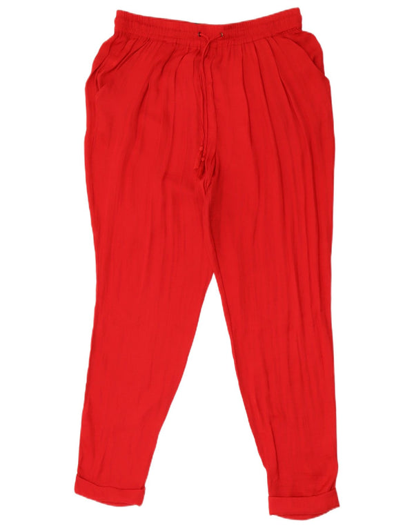 Zara Γυναικείο Trafaluc Cropped Παντελόνι UK 12 Medium W28 L26 Red