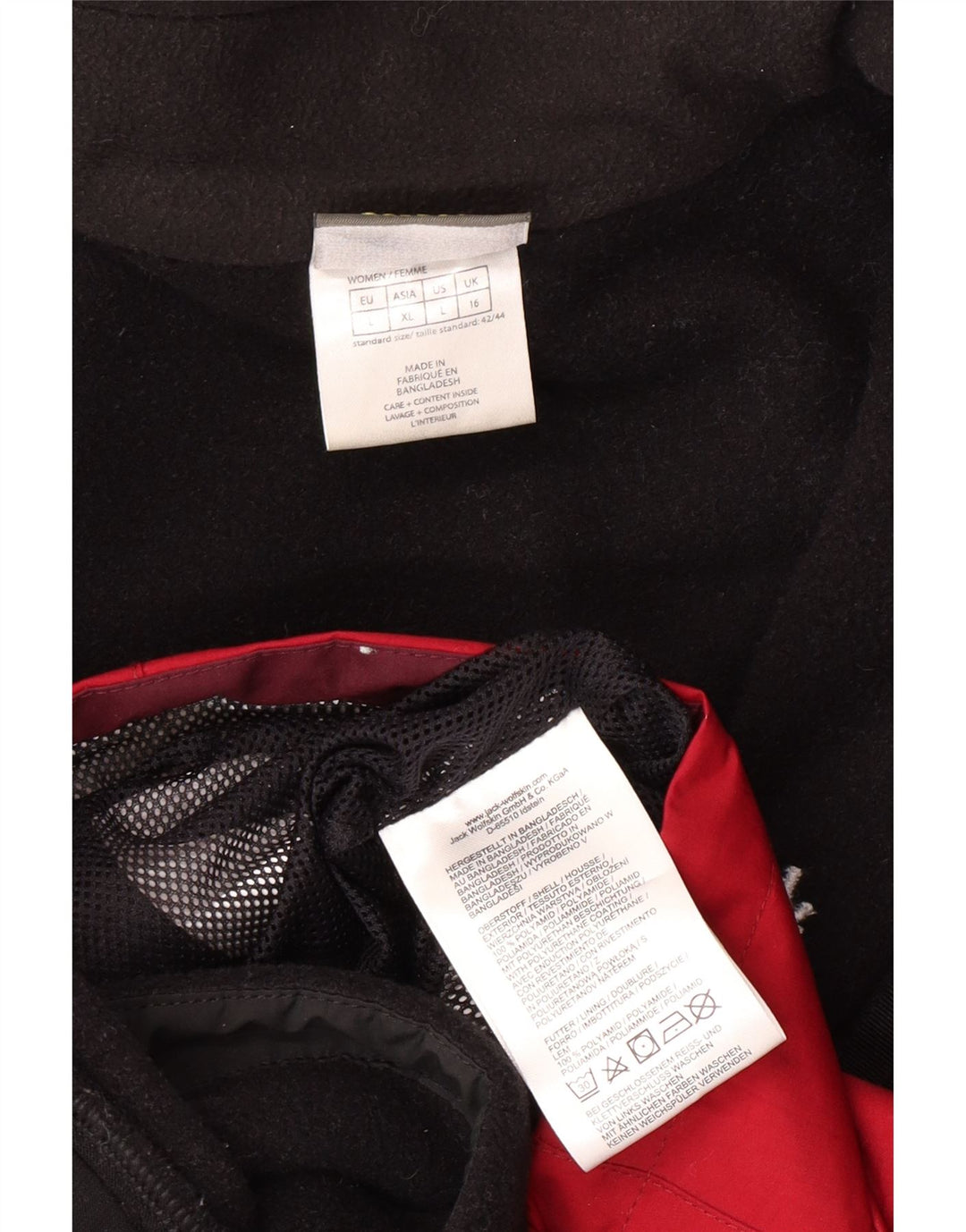 JACK WOLFSKIN Γυναικείο μπουφάν βροχής με κουκούλα UK 16 μεγάλο κόκκινο χρώμα