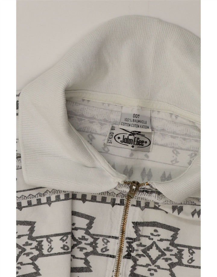 JOHN F GEE Ανδρικό πουλόβερ κοντομάνικο πουλόβερ 2XL λευκό γεωμετρικό βαμβακερό