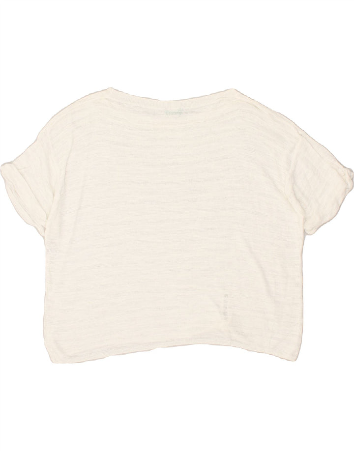BENETTON Womens Blouse Top UK 18 XL Off White Cotton | Vintage Benetton | Thrift | Second-Hand Benetton | Used Clothing | Messina Hembry 