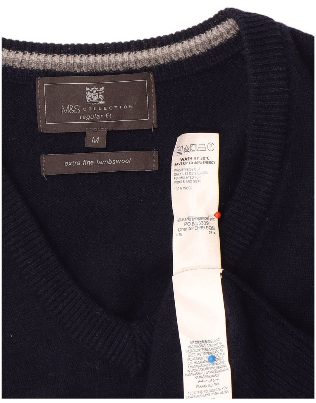 Marks & Spencer Ανδρικό φανελάκι με κανονική εφαρμογή, μεσαίο μπλε μαλλί