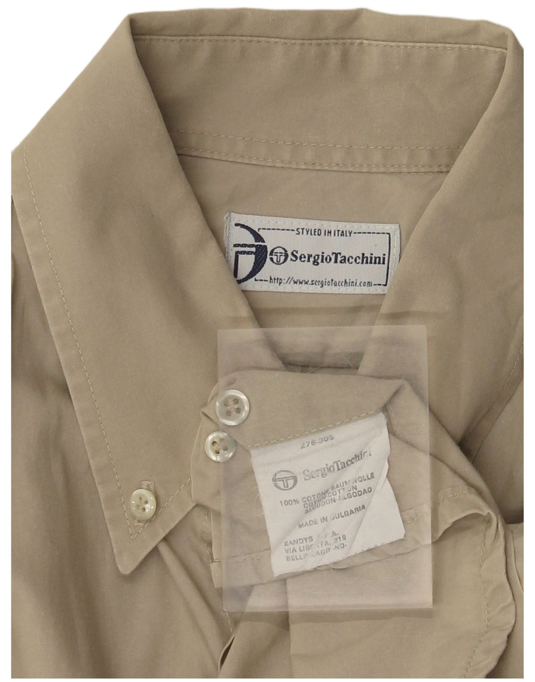 Sergio Tacchini Ανδρικό κοντομάνικο πουκάμισο μεγάλο χακί βαμβακερό