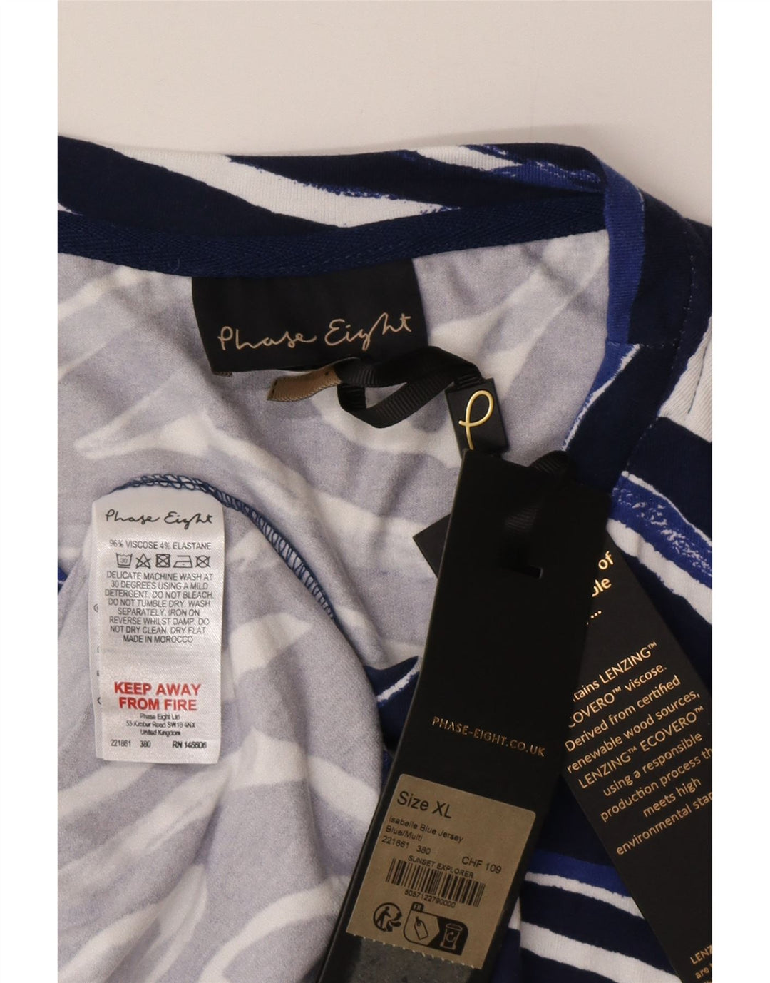 Φόρεμα Phase Eight Shift UK 18 XL Μπλε γεωμετρική βισκόζη
