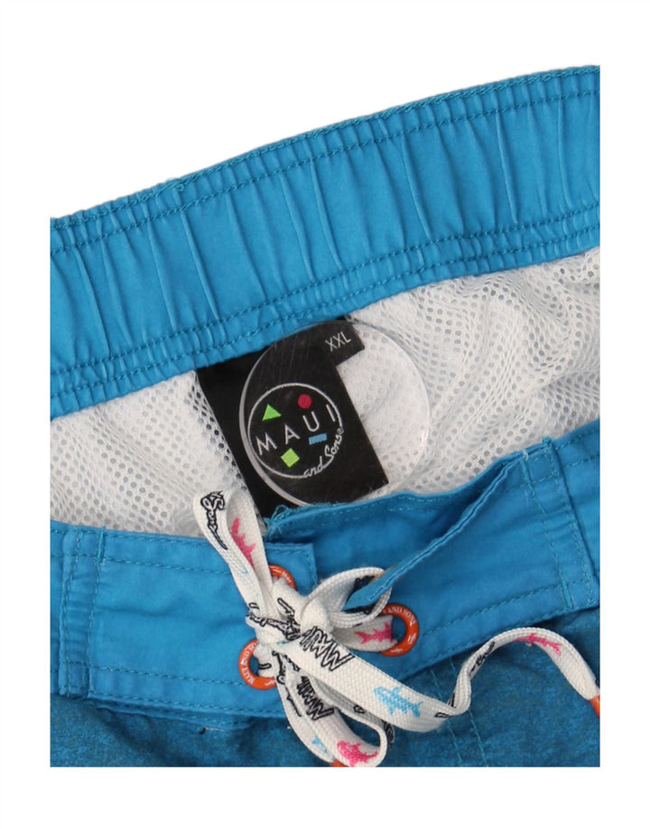 MAUI AND SONS Mens Swimming Shorts 2XL  Blue Striped Polyester
