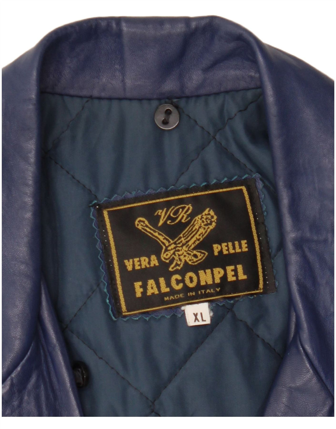 Falconpel Γυναικείο δερμάτινο σακάκι με 2 κουμπιά UK 18 XL Navy Blue Leather
