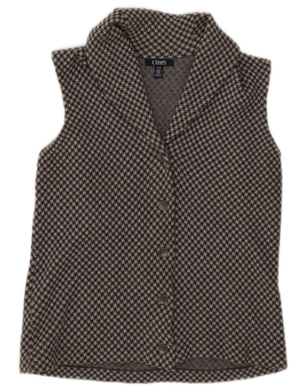 Chaps Γυναικεία αμάνικη ζακέτα UK 14 μεσαίου γκρι βαμβακερό Houndstooth